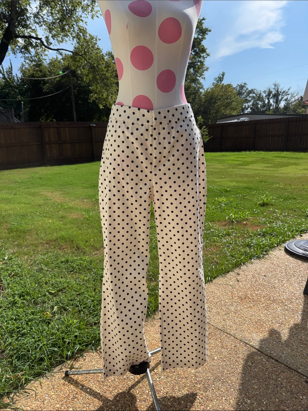 Current/Elliott Cream Polka Dot Flare Pants